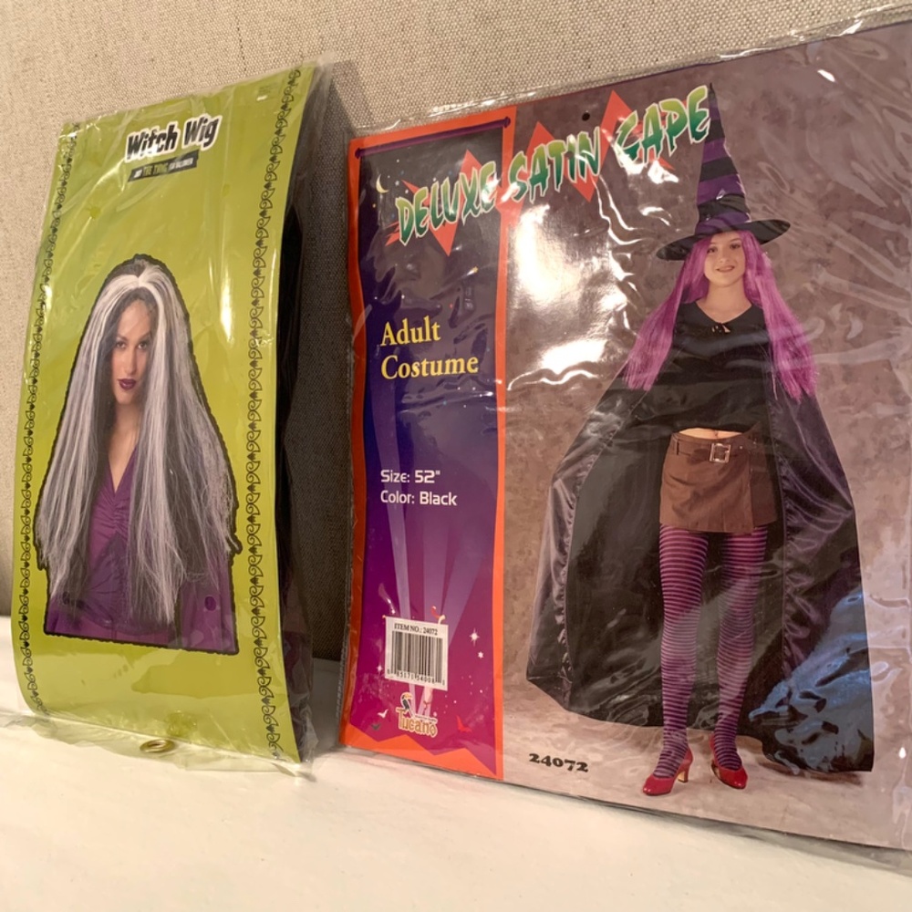 Halloween Deluxe Satin Cape & Witch Wig